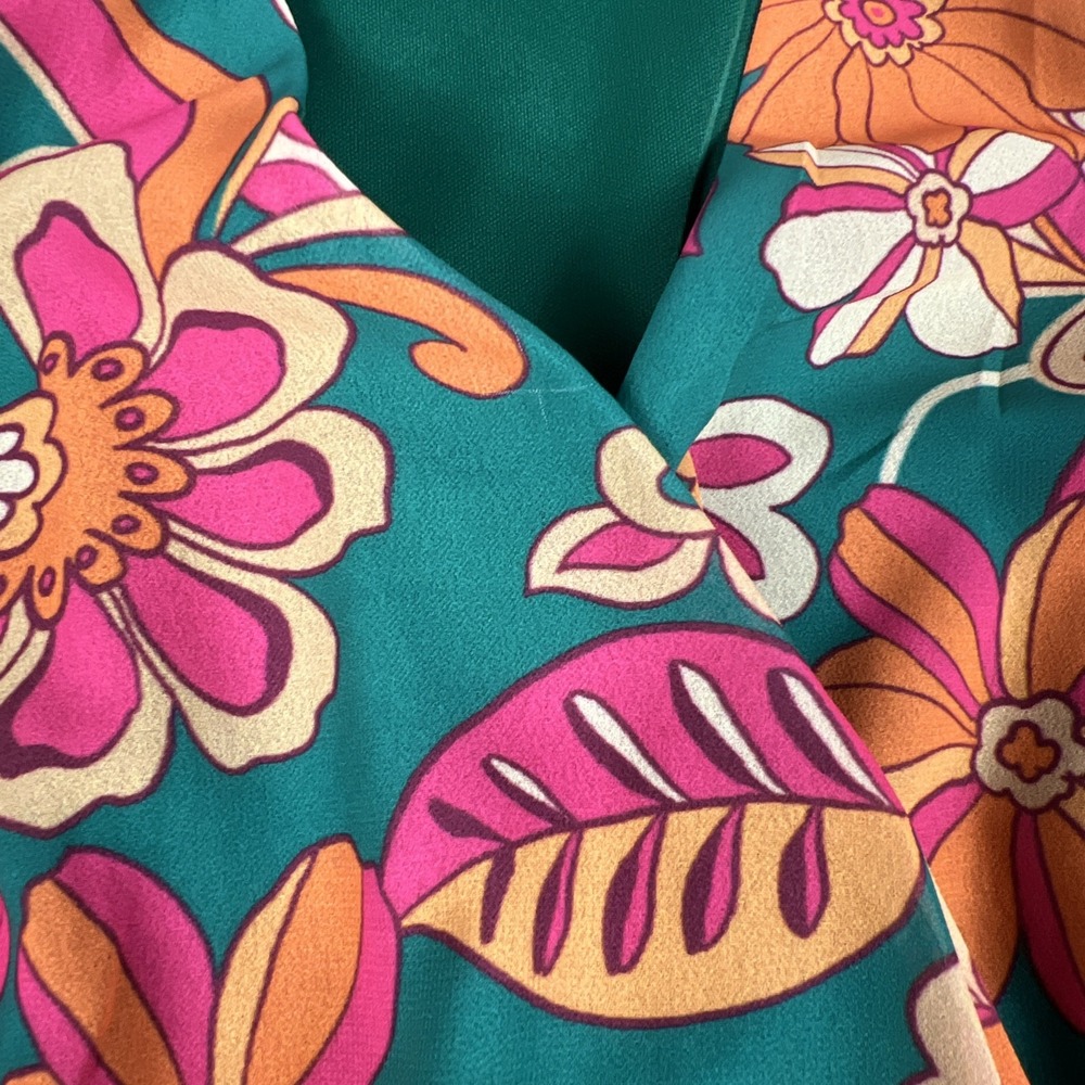 Baltic Born Newark Floral Mini Dress Multicolor Boho Retro Chiffon Small - Picture 6 of 12